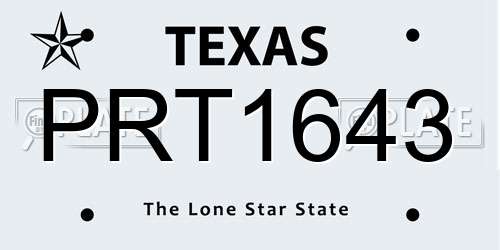 PRT1643 Texas License Plate