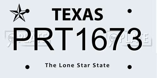 PRT1673 Texas License Plate