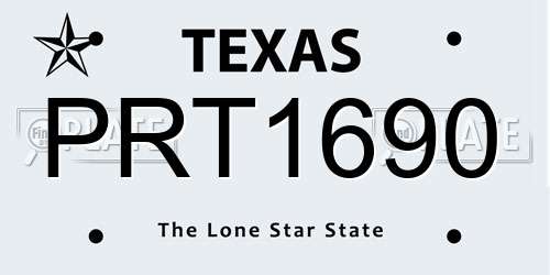 PRT1690 Texas License Plate
