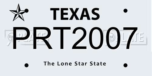 PRT2007 Texas License Plate