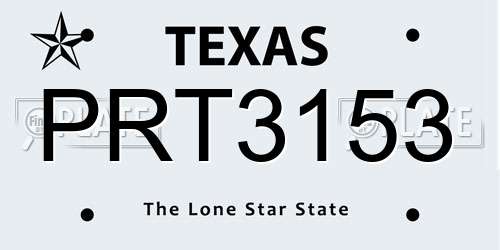 PRT3153 Texas License Plate