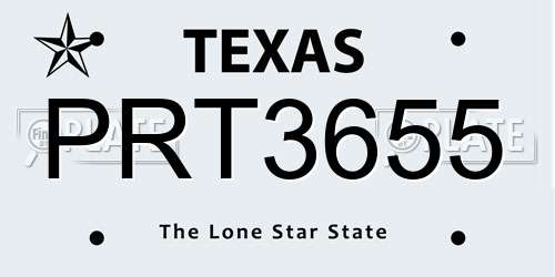 PRT3655 Texas License Plate