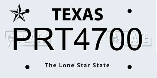 PRT4700 Texas License Plate