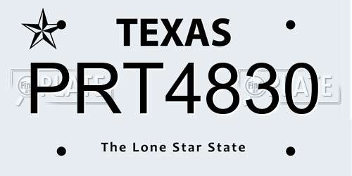 PRT4830 Texas License Plate