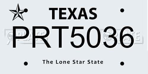 PRT5036 Texas License Plate