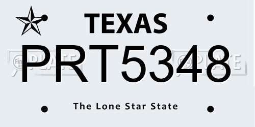 PRT5348 Texas License Plate