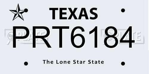 PRT6184 Texas License Plate