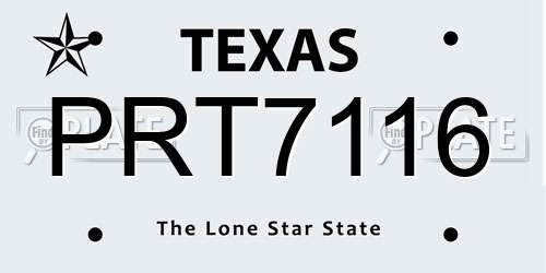 PRT7116 Texas License Plate