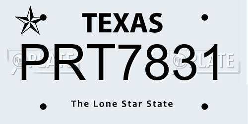 PRT7831 Texas License Plate