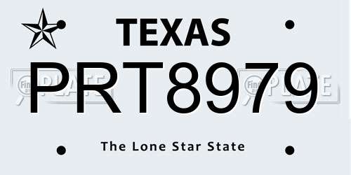 PRT8979 Texas License Plate