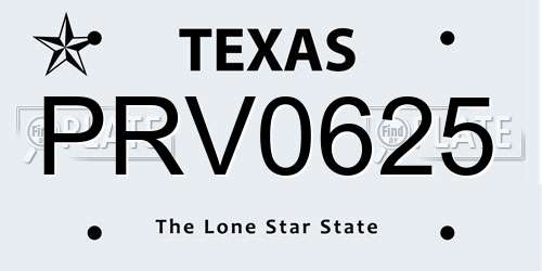 PRV0625 Texas License Plate