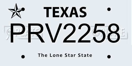 PRV2258 Texas License Plate