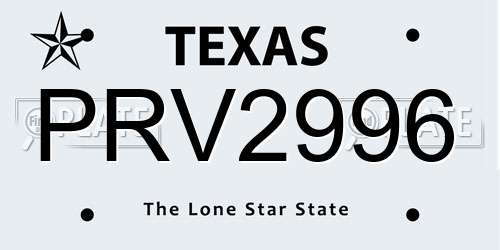 PRV2996 Texas License Plate