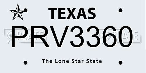 PRV3360 Texas License Plate