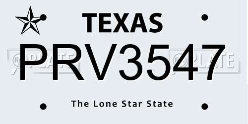 PRV3547 Texas License Plate