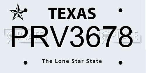 PRV3678 Texas License Plate
