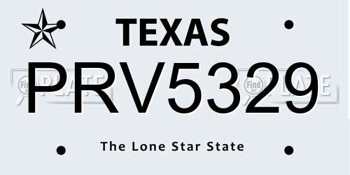 PRV5329 Texas License Plate