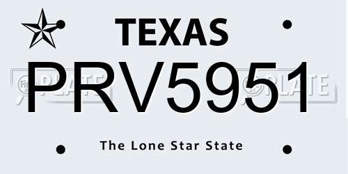 PRV5951 Texas License Plate