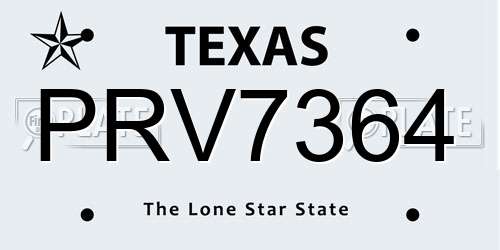 PRV7364 Texas License Plate
