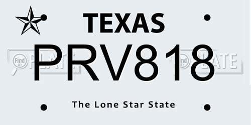 PRV818 Texas License Plate