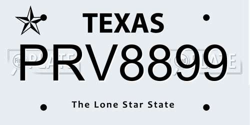 PRV8899 Texas License Plate