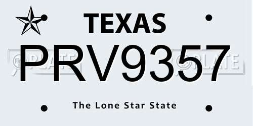 PRV9357 Texas License Plate