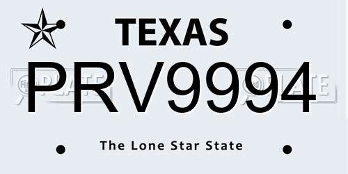 PRV9994 Texas License Plate
