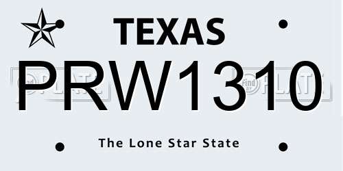 PRW1310 Texas License Plate