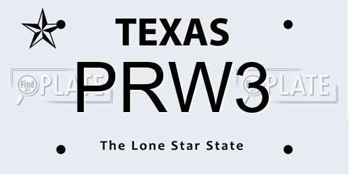 PRW3 Texas License Plate