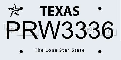 PRW3336 Texas License Plate