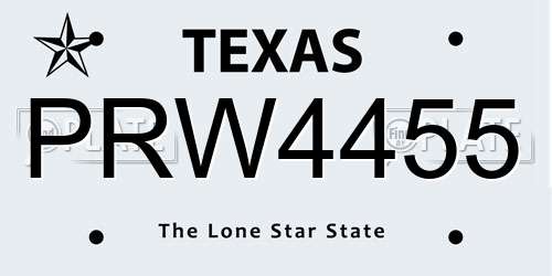 PRW4455 Texas License Plate