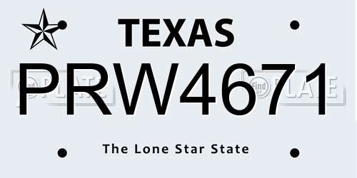 PRW4671 Texas License Plate