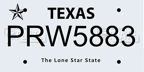 PRW5883 Texas License Plate