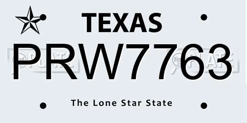 PRW7763 Texas License Plate