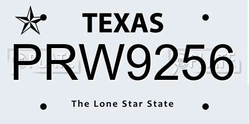 PRW9256 Texas License Plate