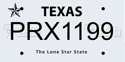 PRX1199 Texas License Plate