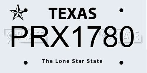 PRX1780 Texas License Plate