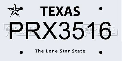 PRX3516 Texas License Plate