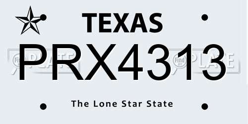 PRX4313 Texas License Plate