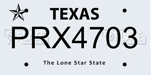 PRX4703 Texas License Plate