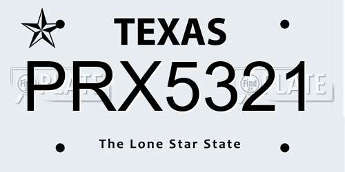 PRX5321 Texas License Plate