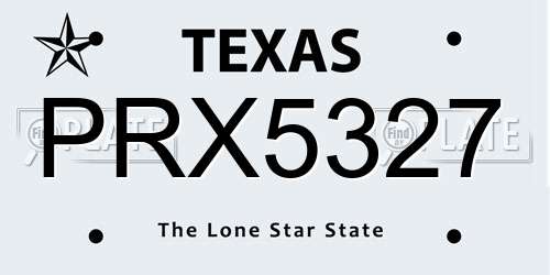 PRX5327 Texas License Plate