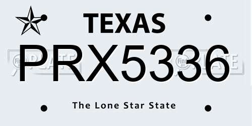 PRX5336 Texas License Plate