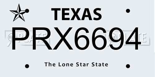 PRX6694 Texas License Plate