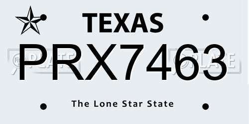 PRX7463 Texas License Plate