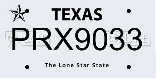 PRX9033 Texas License Plate