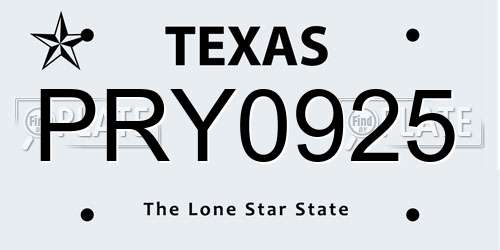 PRY0925 Texas License Plate