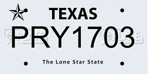 PRY1703 Texas License Plate