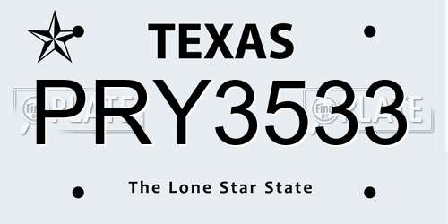 PRY3533 Texas License Plate