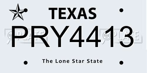PRY4413 Texas License Plate